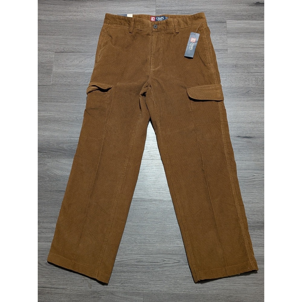 New With Tags Chaps Ralph Lauren Men's Brown Corduroy Cargo Pants Size 32x32